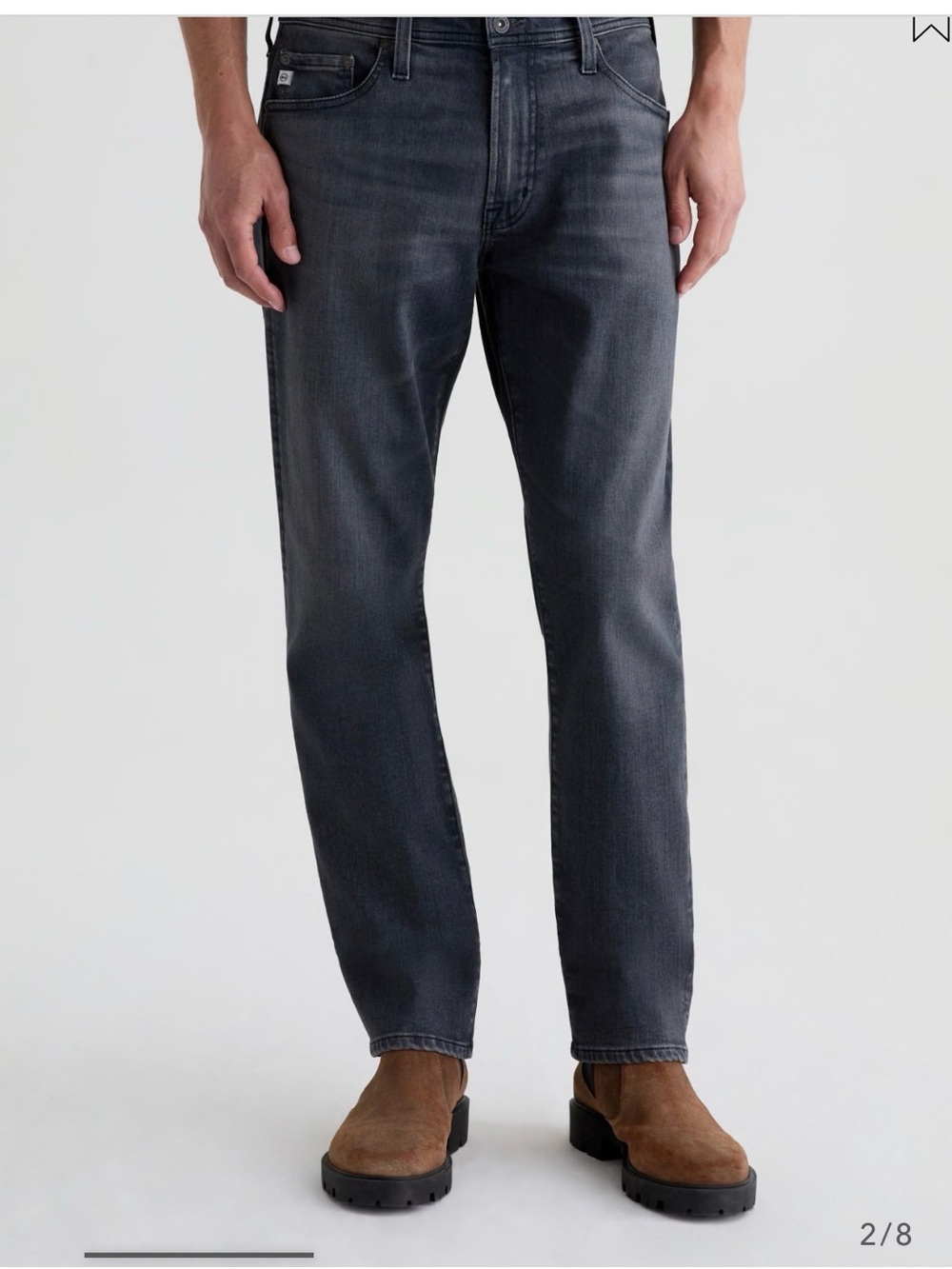 Ag Adriano Goldschmied Slim Straight Jeans in Washed Charcoal